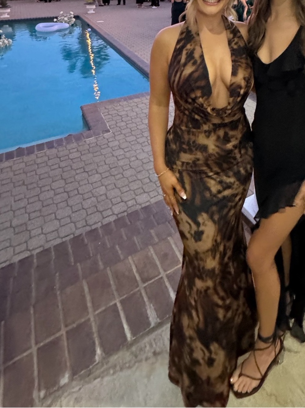 Club L London Brown Animal-Print Halter Maxi Dress - Picture 3 of 3